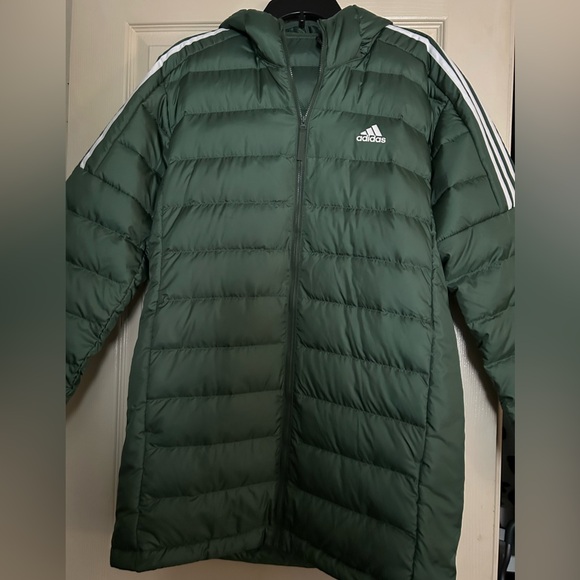 Unisex Adidas Forest Green Quilted Jacket - Picture 1 of 3